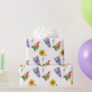 Papel De Regalo Patrón de Flor de Cardenal Floral Lavanda Girasol 