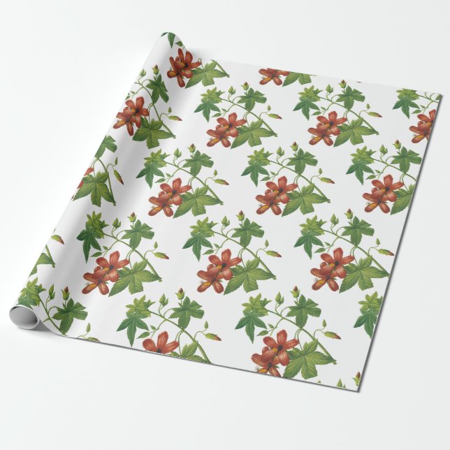 Papel De Regalo Patrón de Flor de Hibisco (Desenrollado)