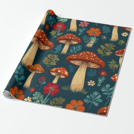 Papel De Regalo Patrón de flor de hongos Retro Groovy