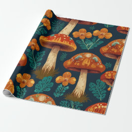 Papel De Regalo Patrón de flor de hongos Retro Groovy