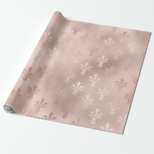 Papel De Regalo Patrón de flor de lis rosa y dorado rosado