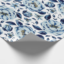 Patrón de Flor de Peonía Azul Acuarela