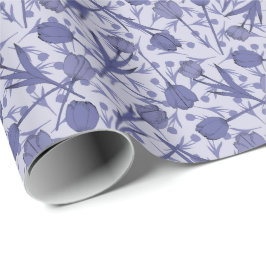 Papel De Regalo Patrón de flor de tulipán perwinkle