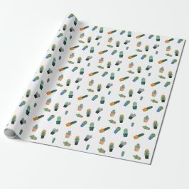 Papel De Regalo Patrón de flor de vegetación de cactus