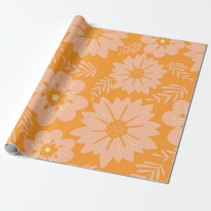 Papel De Regalo Patrón de flor del Naranja de Fuzz de color rosa d