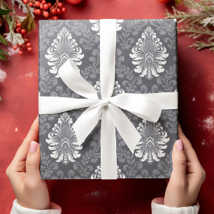 Papel De Regalo Patrón de flor gris sin costuras de damasco floral