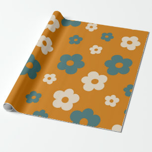 Papel De Regalo Patrón de flor hippie azul precoz