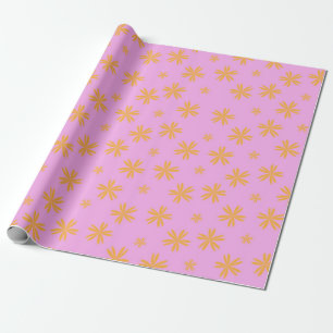 Papel De Regalo Patrón de flor hippie rosado de Naranja preppy