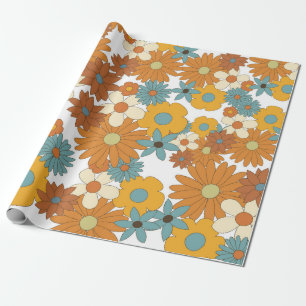 Papel De Regalo Patrón de flor retro colorido