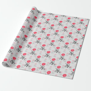 Papel De Regalo Patrón de Flor Roja Simple y Elegante