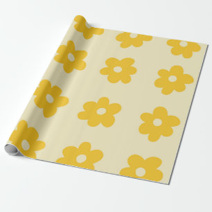 Papel De Regalo Patrón de flor simple retro amarillo tropical
