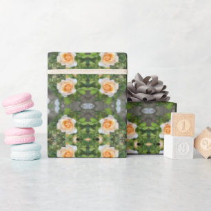Papel De Regalo Patrón de flor verde y Rosa Naranja Floral