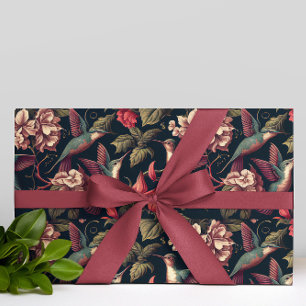 Papel De Regalo Patrón de Florales y Hummingbirds