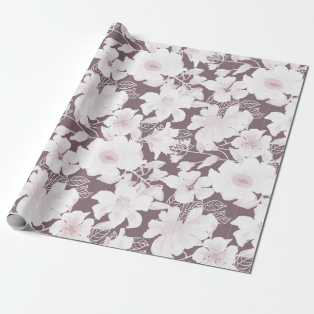 Papel De Regalo Patrón de florecimiento de Rubor (Desenrollado)