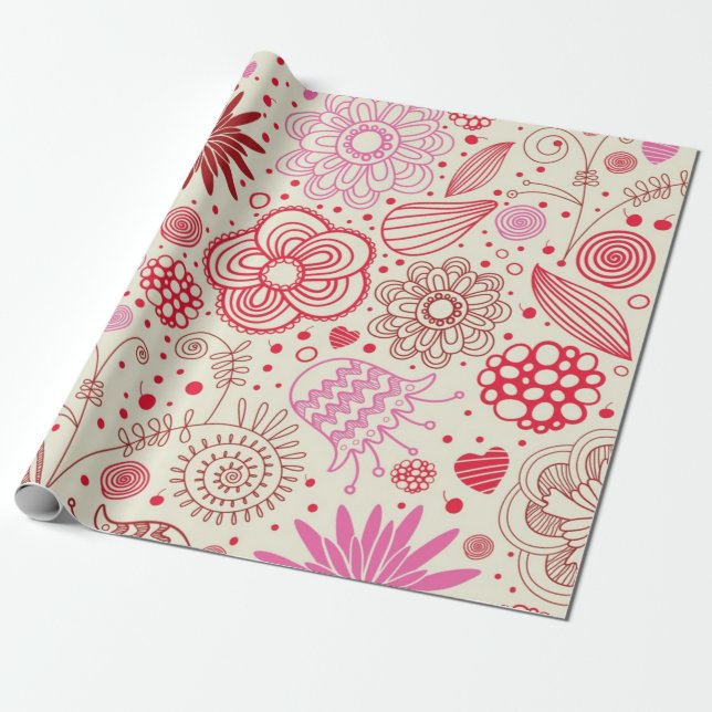 Papel De Regalo Patrón de flores (Desenrollado)