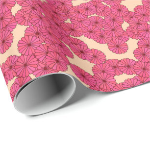 Papel De Regalo Patrón de flores Art Deco - rosa profundo y meloco