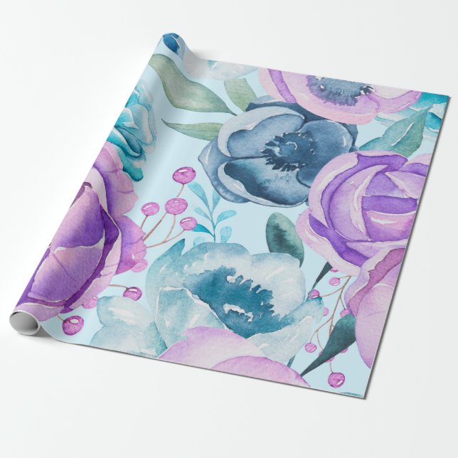 Papel De Regalo Patrón de flores boho (Desenrollado)