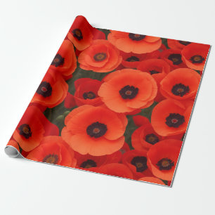 Papel De Regalo Patrón de flores de amapola