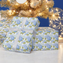 Papel De Regalo Patrón de flores de hortensia azul elegante 