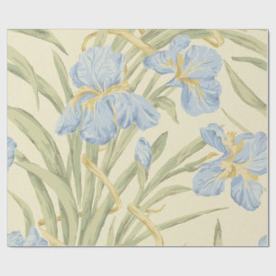 Papel De Regalo Patrón de flores de iris azul púrpura vintage boni