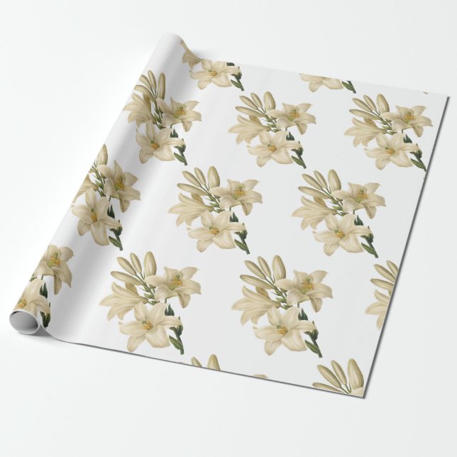 Papel De Regalo Patrón de flores de Lily (Desenrollado)