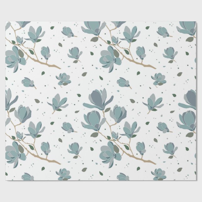 Papel De Regalo patrón de flores de magnolia (Superficie plana)