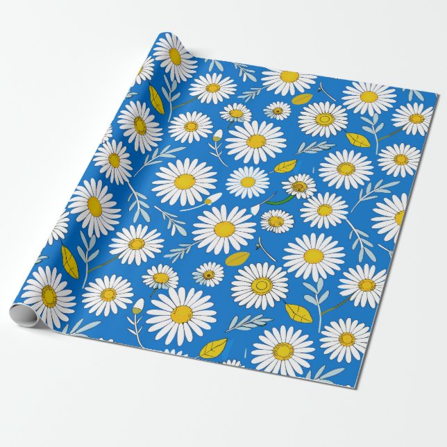 Papel De Regalo Patrón de flores de margarita (Desenrollado)