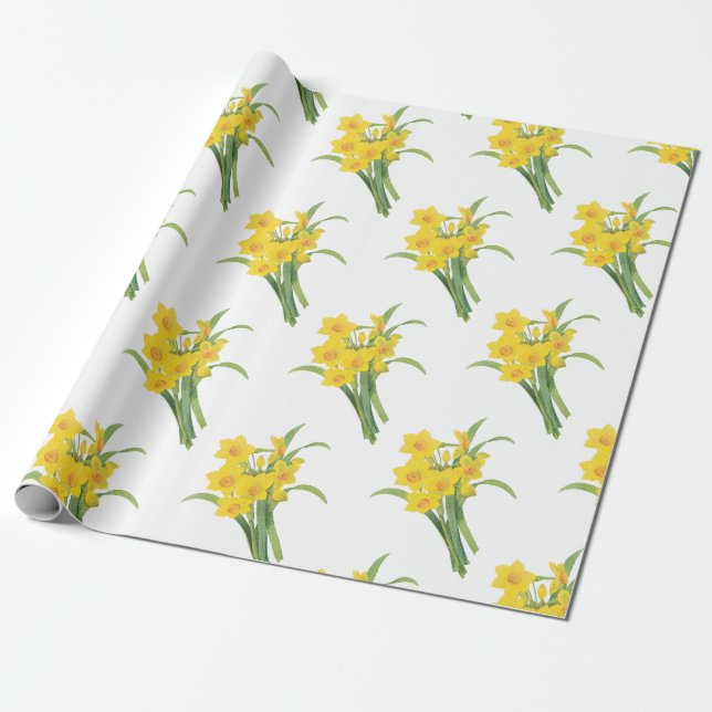 Papel De Regalo Patrón de flores de Narcissus (Desenrollado)