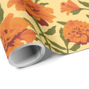 Papel De Regalo Patrón de flores de oro marino