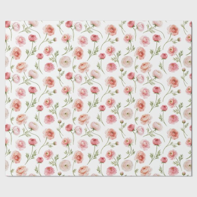 Papel De Regalo patrón de flores de ranúnculo (Costura)