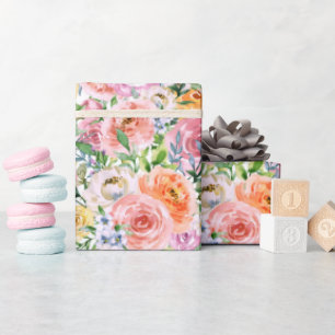 Papel De Regalo Patrón de flores de Rosa de Naranja blanco amarill