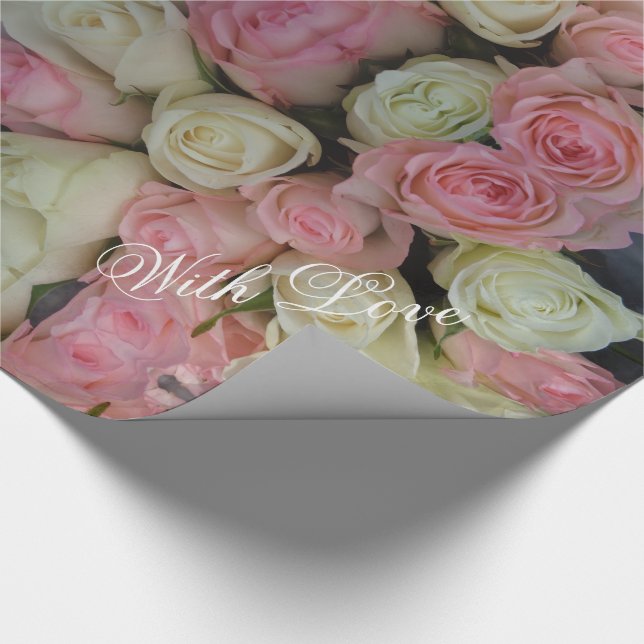 Papel De Regalo Patrón de flores de rosas blancas rosas rosas Bouq (Esquina)