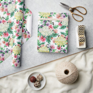Papel De Regalo Patrón de flores de verano coloridas