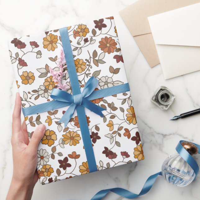 Papel De Regalo Patrón de flores del Boho retro (Regalar)