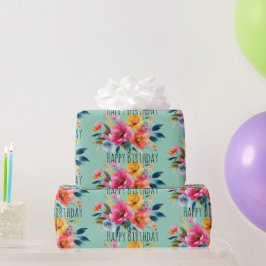 Papel De Regalo Patrón de flores en acuarela | Floral moderno y br