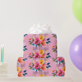 Papel De Regalo Patrón de flores en acuarela | Floral moderno y br