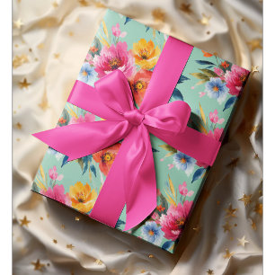 Papel De Regalo Patrón de flores en acuarela Floral moderno y br