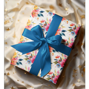 Papel De Regalo Patrón de flores en acuarela Floral moderno y br