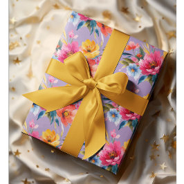 Papel De Regalo Patrón de flores en acuarela | Floral moderno y br
