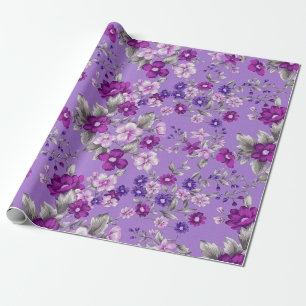 Papel De Regalo Patrón de flores moradas