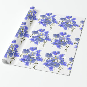Papel De Regalo Patrón de flores moradas azules