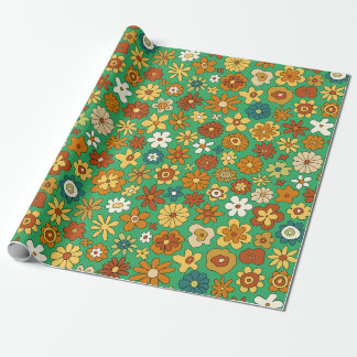 Papel De Regalo Patrón de flores naranjas