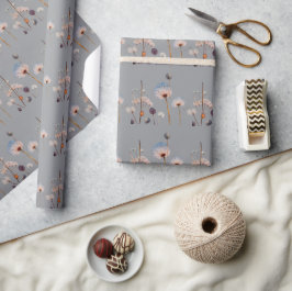 Papel De Regalo Patrón de flores prensadas vintage botánico boho