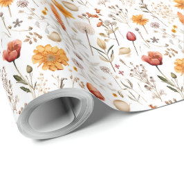 Papel De Regalo Patrón de flores prensadas vintage botánico boho