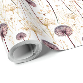 Papel De Regalo Patrón de flores prensadas vintage botánico boho