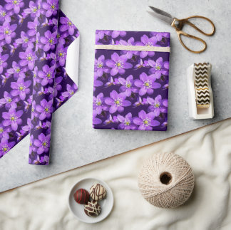 Papel De Regalo Patrón de flores púrpuras