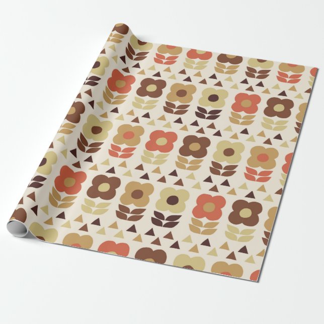 Papel De Regalo Patrón de flores retro (Desenrollado)