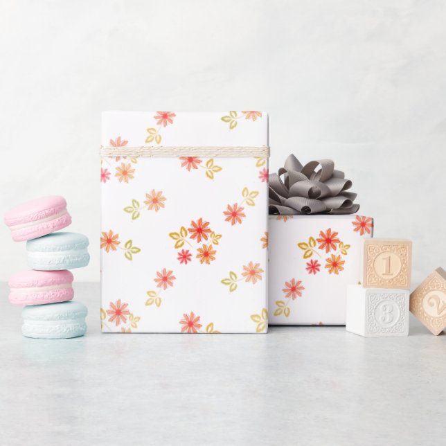 Papel De Regalo Patrón de flores retro. (Baby Shower)