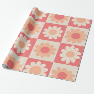 Papel De Regalo Patrón de flores retro con melocotón jaspeado