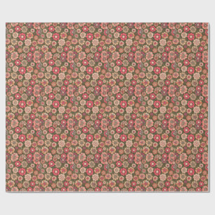 Papel De Regalo Patrón de flores retro de los 70 